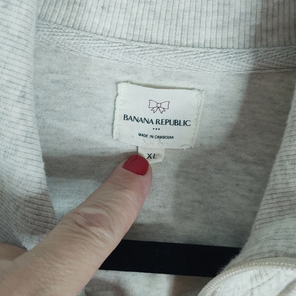 Banana Republic ivory & gray heathered lightweight zip up jacket - Picture 13 of 15